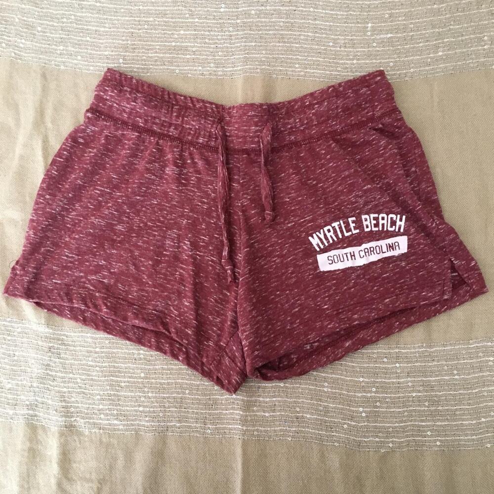 Womens elastic waistband sweat shorts from Myrtle Beach Burgundy Rose Small